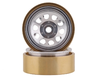 Picture of SSD RC SCX24 1.0” Aluminum / Brass D Hole Beadlock Wheels (Silver) (2)