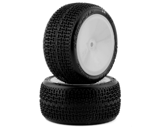Picture of JConcepts Twin Pins 2.2" Pre-Mounted Rear Buggy Carpet Tires (White) (2) (Pink)