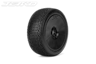 Image de JetKO Tires Block In 1/8 Buggy Tires Mounted on Black Dish Rims, Super Soft (2)