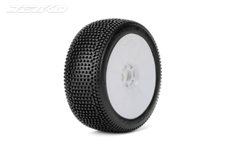 Picture of JetKO Tires Block In 1/8 Buggy Tires Mounted on White Dish Rims, Medium Soft (2)