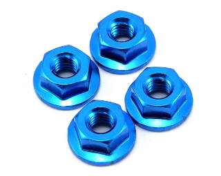 Picture of Yokomo 4mm Aluminum Serrated Flanged Nut (Blue) (4)