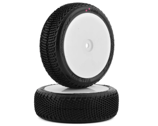 Picture of JConcepts Fuzz Bite LP 2.2" Pre-Mounted 4WD Front Buggy Tire (White) (2) (Pink) w/12mm Hex