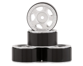 Picture of Yeah Racing SCX24 1.0" Aluminum 5 Spoke Slotted Beadlock Wheels (Silver) (4)