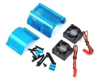 Picture of Yeah Racing 1/8 Twin Fan Aluminum Heat Sink w/2 Fans (Blue) (40.8mm diameter)