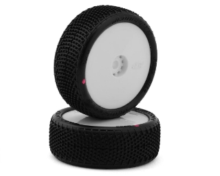 Picture of JConcepts Mini-B Fuzz Bite Pre-Mounted Front Tires (White) (2) (Pink)