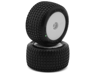Picture of JConcepts Mini-B/T Dirt Trac Mini Pre-Mounted Rear Tires (White) (2) (Green)