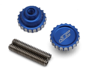 Picture of JConcepts RC10 Aluminum 4-40 Future Thumb Nuts w/Set Screws (Blue) (2)