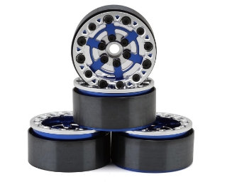 Picture of JConcepts Bulls Eye 2.0" 1/10 Rock Crawler Bead-Lock Wheels (4) (Blue/Silver)