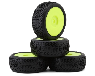 Picture of TZO Tires 101 1/8 Buggy Pre-Glued Tire Set (Yellow) (4) (Hard)
