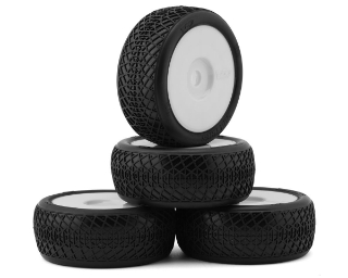 Picture of TZO Tires 101 1/8 Buggy Pre-Glued Tire Set (White) (4) (Medium)