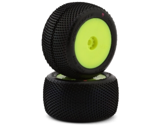 Picture of JConcepts Mini-T Fuzz Bite Pre-Mounted Rear Tires (Yellow) (2) (Pink)