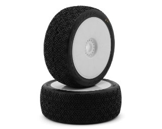 Picture of JConcepts Double Bar Pre-Mounted 1/8 Buggy Tires (2) (White) (G2 - Medium)