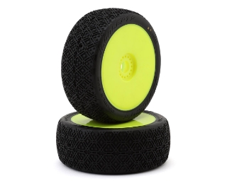 Picture of JConcepts Double Bar Pre-Mounted 1/8 Buggy Tires (2) (Yellow) (G2 - Medium)