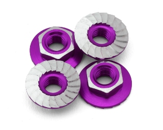Picture of 1UP Racing 4mm "Lockdown" Serrated Aluminum Wheel Nuts (Purple) (4)