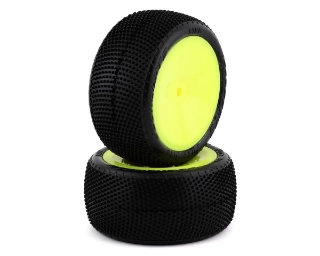 Picture of JConcepts Fuzz Bite LP 2.2" Pre-Mounted Rear Buggy Carpet Tires (Yellow) (2)